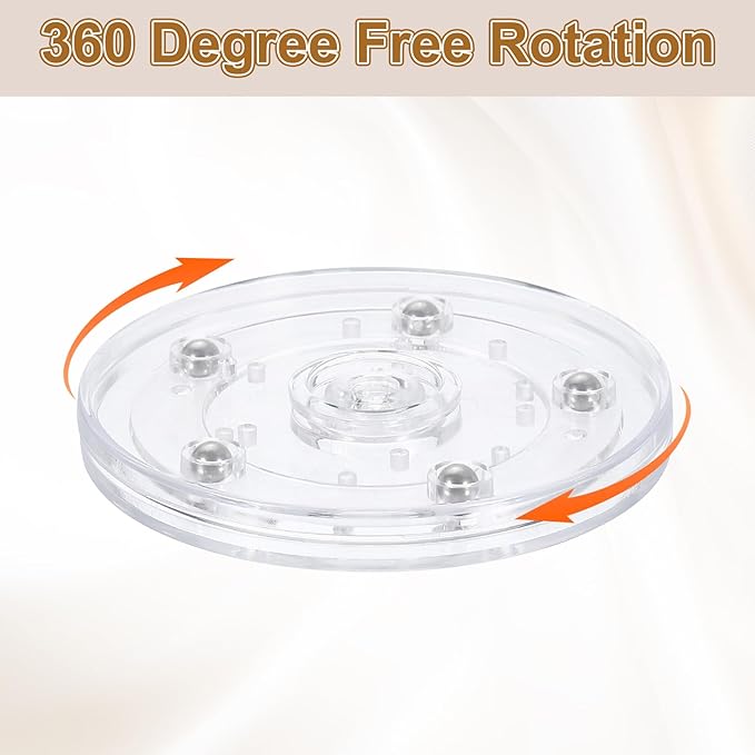 uxcell 3Pack Acrylic Lazy Susan Turntable, 4" Spinner Lazy Susan Turntable Organizer, Acrylic Ball Bearing Rotating Tray for Pantry Spice Rack Decorating, Clear