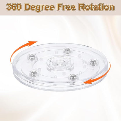 uxcell 3Pack Acrylic Lazy Susan Turntable, 4" Spinner Lazy Susan Turntable Organizer, Acrylic Ball Bearing Rotating Tray for Pantry Spice Rack Decorating, Clear