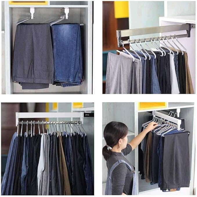 Closet Clothes Hanger Rail,Pull-Out Closet Rod 30-60cm,Wardrobe Clothing Rail,Closet Organizer Rack for Pants and Coat (550mm/21.6inch)