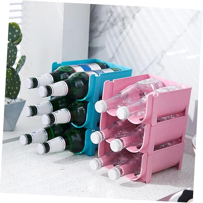 SOLUSTRE Stackable Beer and Soda Can Organizer Rack for Refrigerator 3-Piece Plastic Storage Stand Easy Access Beverage Dispenser for Home and Parties