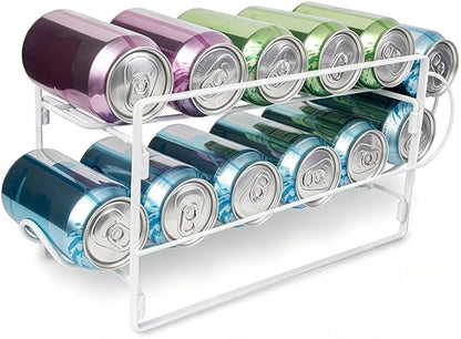 Beverage Dispenser Stand 2 Tier Cans Rack White Countertop Organizer for Party Water Juice
