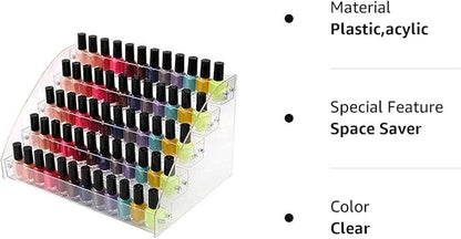 5 Tiers Acrylic Clear Plastic Nail Polishes Organizer Lipstick Holder Display Stands Essential Oils Storage Rack Dropper Bottles for Cosmetics Shop Store Display Toy Candy Holder Goods Shelf Show Case