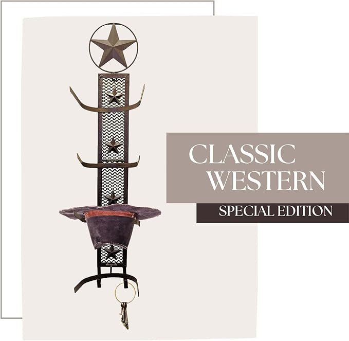 BestGiftEver Metal Star 4 Cowboy Hat Rack Fold-Up Wall Hanging Decoration Rustic Western Style - Rustic Metal Cowboy Hat Display Organizer on Wall Mount