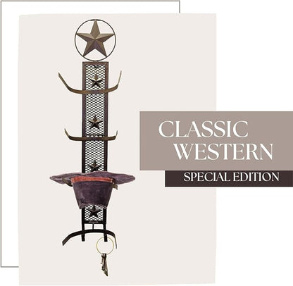 BestGiftEver Metal Star 4 Cowboy Hat Rack Fold-Up Wall Hanging Decoration Rustic Western Style - Rustic Metal Cowboy Hat Display Organizer on Wall Mount