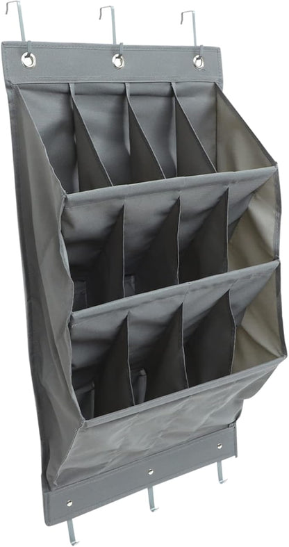 Luxshiny Multi Function Over the Door Organizer Bag Gray Compartment Hanging Storage Pouch for Shoes Socks and Accessories Tear Resistant Wall Mounted Closet Hanging Pouch for Home and Dorm