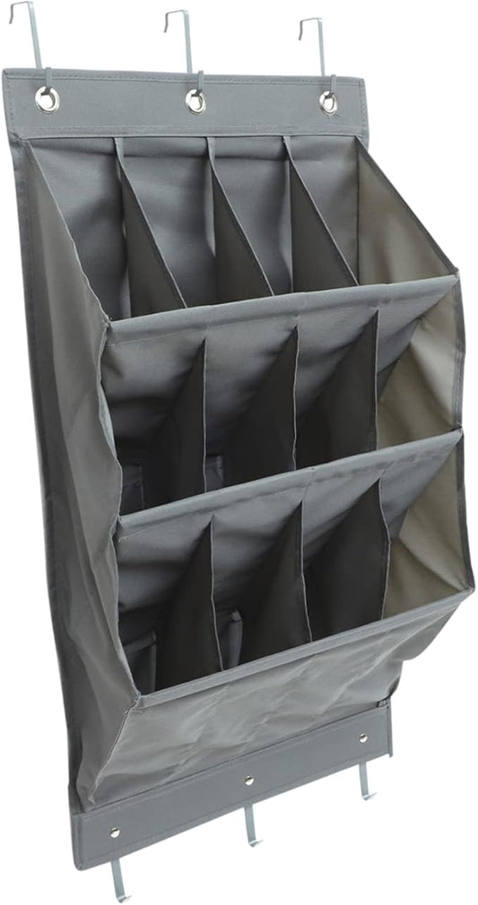 Luxshiny Multi Function Over the Door Organizer Bag Gray Compartment Hanging Storage Pouch for Shoes Socks and Accessories Tear Resistant Wall Mounted Closet Hanging Pouch for Home and Dorm