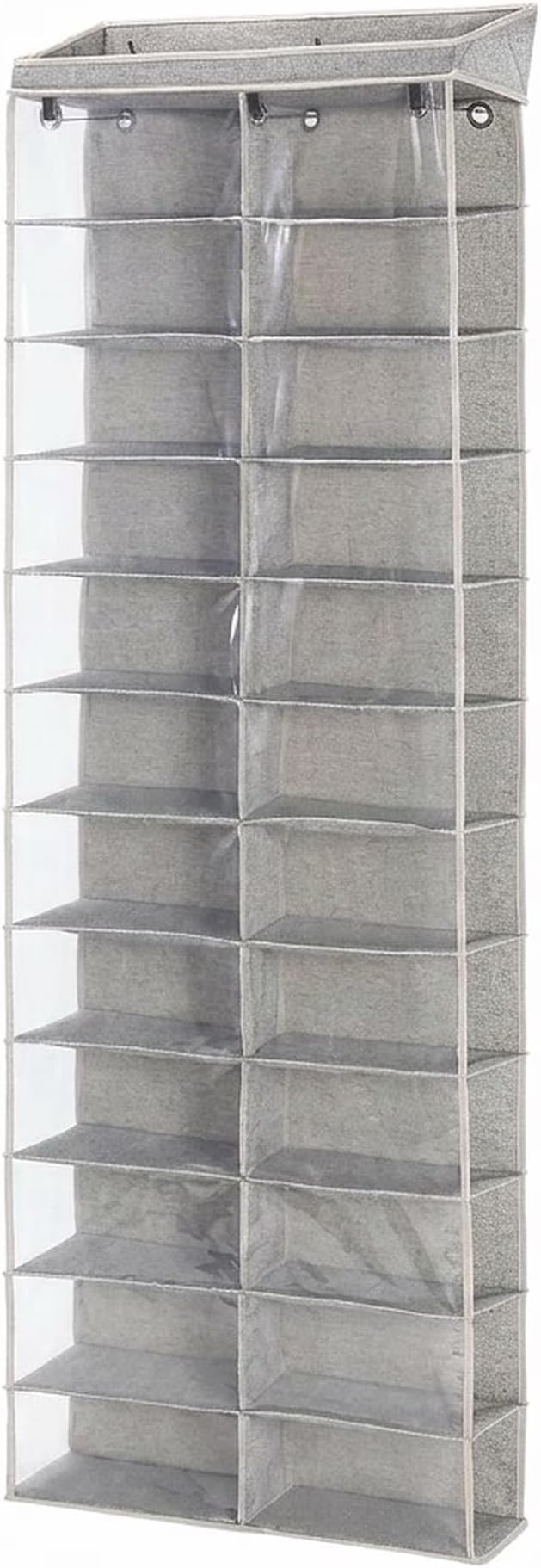 24-Tier Over the Door Shoe Organizer - Hanging Shoe Organizer & Shoe Rack, Polyester & Cotton Shoe Storage, Shoe Organizer for Closet, Space-Saving Over the Door for Bedroom Entry