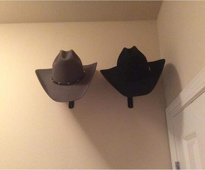 Pmsanzay Cowboy Hat Holder/Cowboy Hat Rack Wall Hanging Decoration Rustic/Men's & Women's Western Style Cowboy/Cowgirl Straw Hat Cap Storage Display Holder Rack Dryer Stand Organizer - Metal