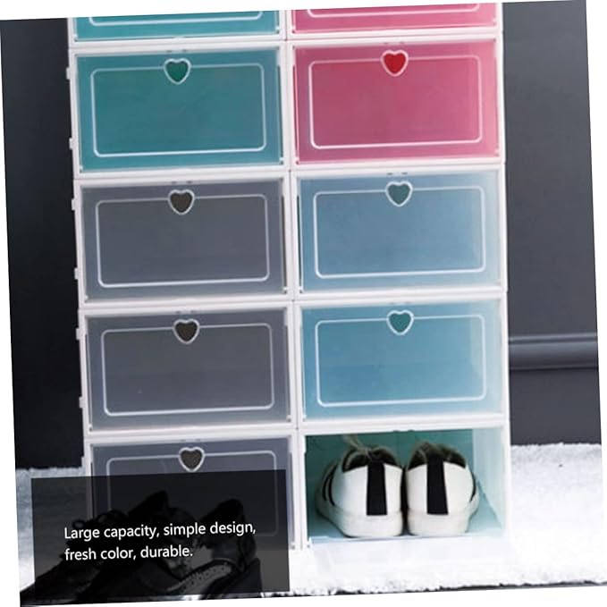KOMBIUDA 6pcs Plastic Shoe Storage Boxes Organizer Simple Design for Easy Access