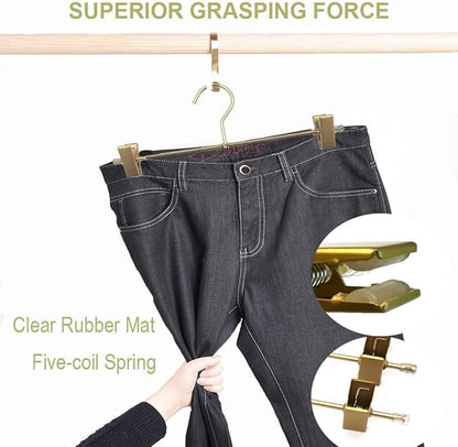 Shorts Hangers 20 Pack Jeans Hangers for Closet 11.8" Gold Aluminium Hangers with 2 Adjustable Clips Pants Hanger Shirt Slim Hangers for Men Women Metal Hangers