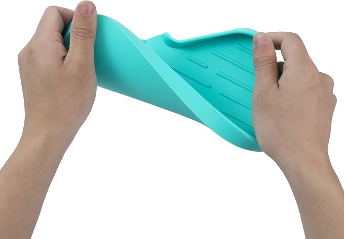 MicoYang Silicone Bathroom Soap Dishes with Drain Spout-Bathroom and Kitchen Sink Organizer,Sponge Holder,Dish Soap Tray,Perfect for Dispenser,Scrubber,Bottle,Cup on Sink or Counter-Mint 9.6"×5.3"