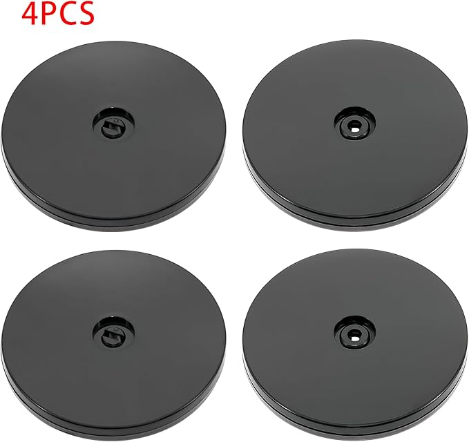 4 Pcs Black 5 inch Acrylic Lazy Susan Rotating Turntable Organizer Bearings - Round Swivel Plate for Spice Rack, Table, Cake, Kitchen Pantry