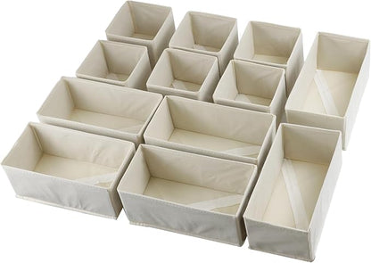 Fordonral Drawer Organizer Clothes, Foldable Fabric Dresser Organizer Closet Organizers and Storage Box for Underwear,Folded Clothes,Baby Clothing,Socks,Bra,Towels,Ties(6M+6S,Beige)