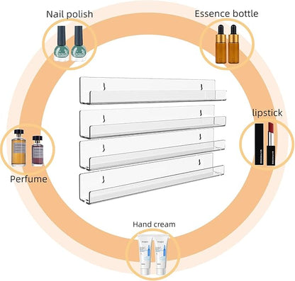 SuoXing 15 Inch 6 Pack Nail Polish Racks For The Wall,Holds Up to 72 Paint Bottles Acrylic Nail Polish Organizer and Nail Polish Wall Rack for Nail Salon