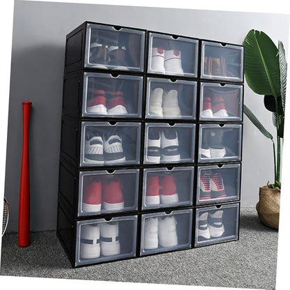 Alipis Thick Plastic Folding Clamshell Magnetic Basketball Shoe Box Sturdy Storage Box for Entryway