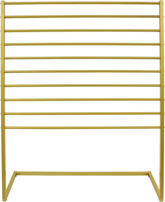 Scarf Display Stand, 10 Tier Metal Scarf Holder Organizer, Scarf Hanger Scarf Holder Scarf Organizer Belt Organizer Pants Rack Scarf Rack for Commercial Clothing Retail Store (Gold, 120cm)
