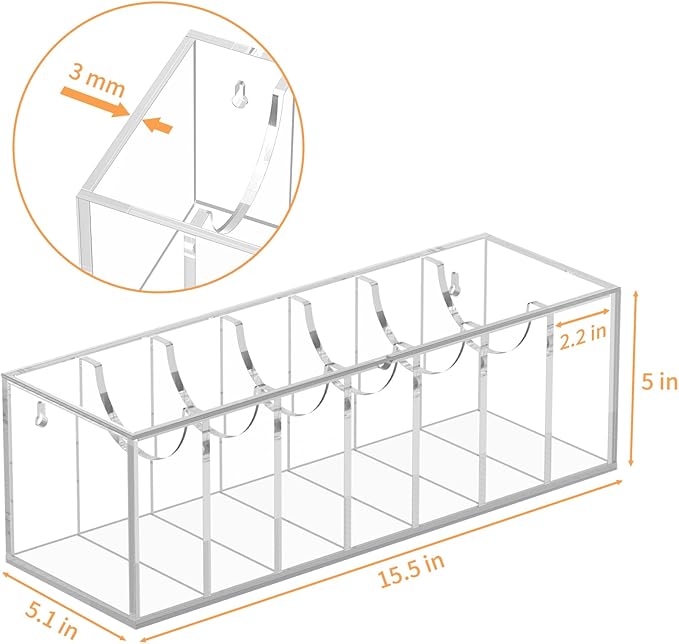 FEMELI Belt Organizer, Acrylic Belt Storage for Closet with Dust Cover, 7 Compartments Belt Container Display Holder for Drawer, Clear Belt Tie Case for Women Men Home