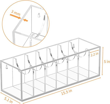FEMELI Belt Organizer, Acrylic Belt Storage for Closet with Dust Cover, 7 Compartments Belt Container Display Holder for Drawer, Clear Belt Tie Case for Women Men Home