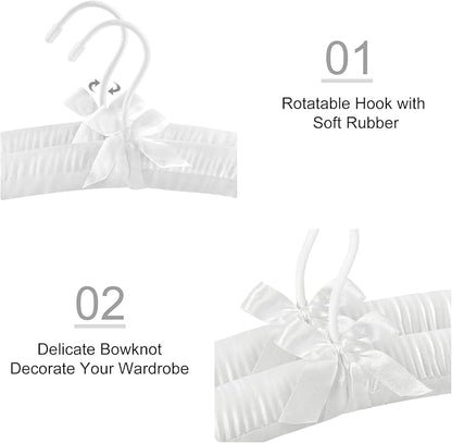 TOPIA HANGER Padded Hangers for Women Clothing,17-inch Satin Hangers 10 Pack Thick Foam Padded No Shoulder Bump for Sweaters, Coat, Blouses, Dresses-White, CT18W-10