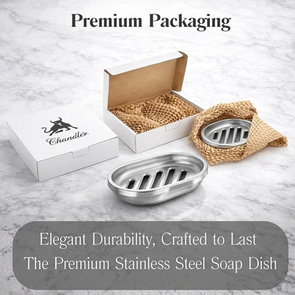 Chandler Stainless Steel Soap Dish for Shower & Bathroom Sink – Heavy Duty Metal Soap Holder, Hanging Soap Holder, Brushed Nickel Soap Dish with Drainage, Anti-Rust Stainless Steel Soap Bar Holder