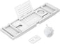 Zhuoyue Bamboo Bathtub Tray, Expandable Premium Bath Tray for Luxury Bathroom, Adjustable Bath Accessories for Tub with Soap Towel Book Holder, Extendable 29.5-43.3" White