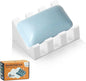 Self Draining Silicone Soap Dish for Shower & Kitchen - Non-Slip Waterfall Bar Soap Holder Tray, Soap Saver Keeps Soap Dry, Easy to Clean & Hygienic (White, 1 Pack)