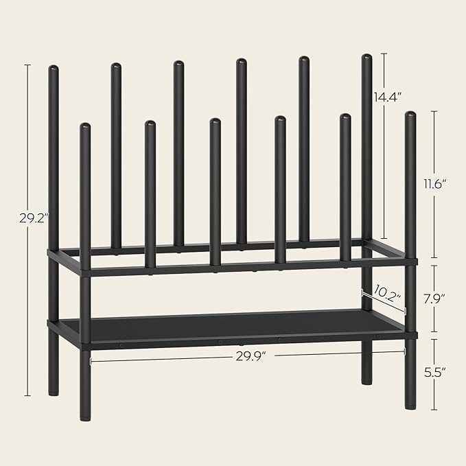 YATINEY Shoe and Boot Rack Organizer, Tall Boots Rack for Closet, Cowboy Shoes Storage, 3 Tier Shoe Racks Organizer Holds 10 Pairs, Black SS09BBY1