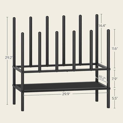 YATINEY Shoe and Boot Rack Organizer, Tall Boots Rack for Closet, Cowboy Shoes Storage, 3 Tier Shoe Racks Organizer Holds 10 Pairs, Black SS09BBY1