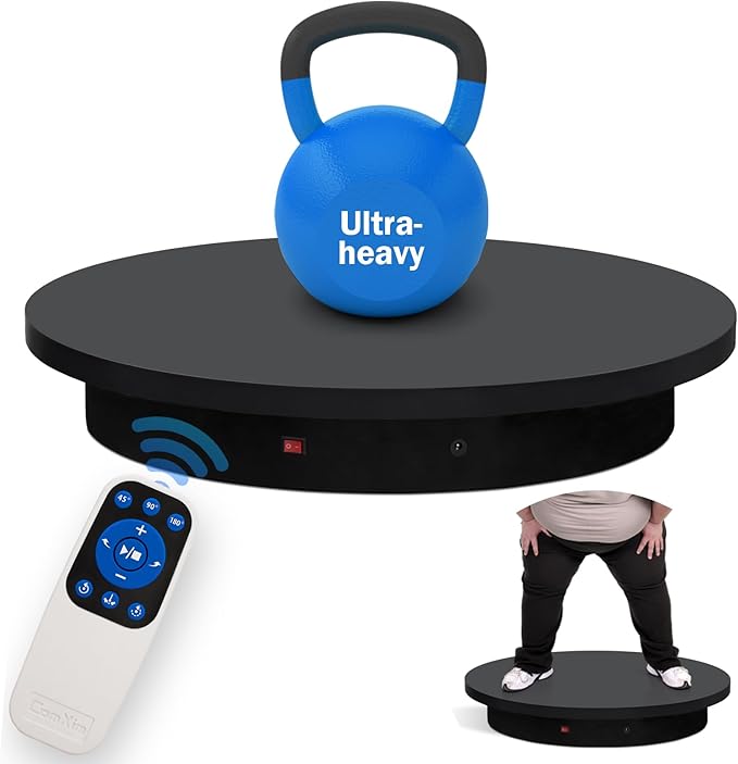 23.6In Remote Large Motorized electric turntable Rotating platform Photography Turntable Motorized lazy susan Base giratoria para for Photography,3D Scanner,Heavy duty display(Load Range:220~500lbs)