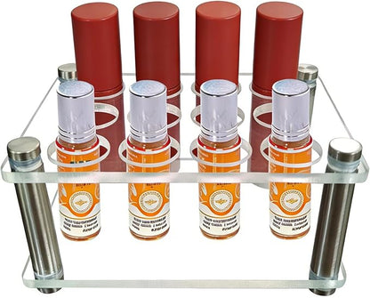 Acrylic 12 Slots Roller Perfume Organizer, Scentbird Perfume Holder, Beauty Scent Holder, Vertically Rack, Oils Makeup Lipgloss Display Case for Bedroom Bottle Comestic Storage 4.6 x 4 x 1.8 in