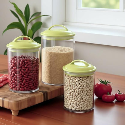 Food Storage Containers, BPA Free Airtight Canisters for Cereal, Pasta, Sugar, Coffee, Flour, Cookies, Loose Tea, for Kitchen Organization, Set of 3 by Reston Lloyd, Lime