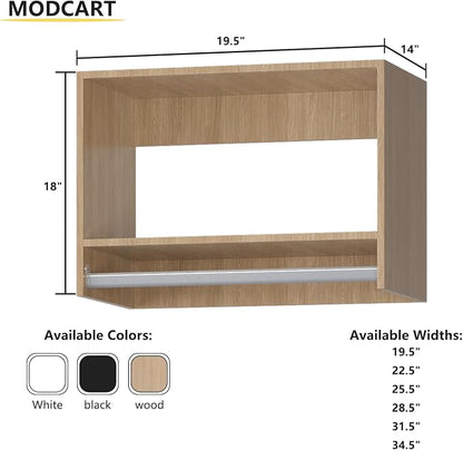 Tall Hanging Closet Unit, Modular System Organizer With Storage for Walk-In Closets, Clothing Rack Wardrobe for Hanging Clothes, Bedroom, Wood, 19.5"W