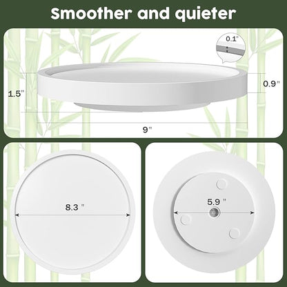 Turntable Vanity Tray 9 Inch for Perfume Candle, Bamboo Kitchen Sink Countertop Organizer for Keep Glass, Sponge and Soap Bathroom Countertop Organizer White