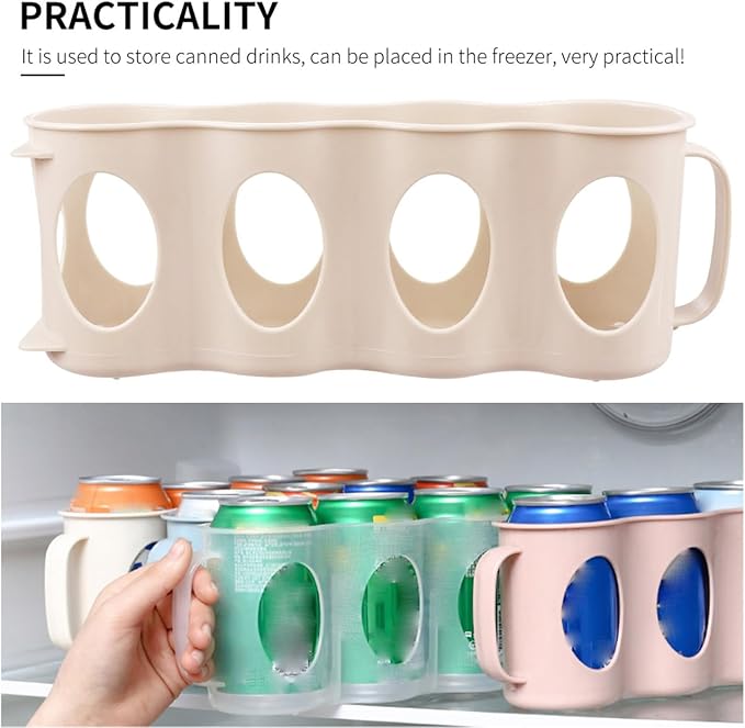 PRETYZOOM 2pcs Hand Pull Beverage Can Organizer Section Refrigerator Holder Plastic Storage Box for Efficient Kitchen Organization Beige Versatile Bottle and Seasoning Jar Storage