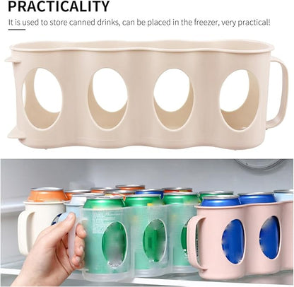 PRETYZOOM 2pcs Hand Pull Beverage Can Organizer Section Refrigerator Holder Plastic Storage Box for Efficient Kitchen Organization Beige Versatile Bottle and Seasoning Jar Storage