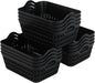 Small Plastic Desktop Storage Basket Tray, Black, 12 Packs