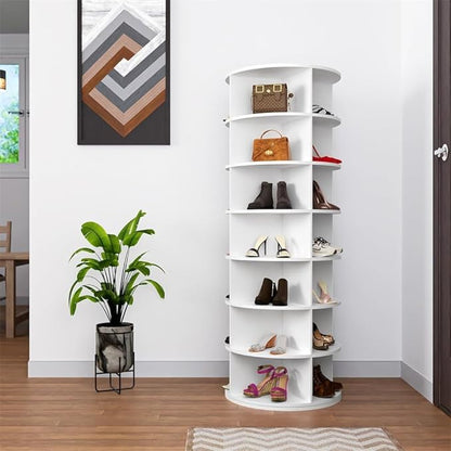 Shoe Organizer 7-Tier Spinning Shoe Rack - 360° Rotating Storage Organizer for 20-30 Pairs, Space Saving Narrow Design for Entryway/Closet Closet Handbag Display Rotate