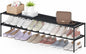 HITHIM 2 Tier Long Shoe Rack for Closet, Screw Fastened Plastic Connector Shoe Storage Organizer, Non-Woven Fabric Metal Shoe Shelf, Holds 18-21 Pairs for Front Door Entrance, 48.5"x12.1"x17.8"