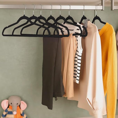 Stormix 36 Pack Velvet Hangers, 17.3 x 8.9 Inches Clothes Hangers, Non Slip Dresses Hangers with Shoulder Notches for Adult Black
