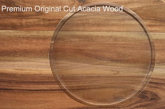 21" Acacia Wood Lazy Susan Organizer Kitchen Turntable for Cabinet Pantry Table Organization