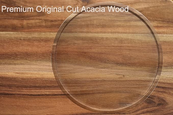 9" Acacia Wood Lazy Susan Organizer Kitchen Turntable for Cabinet Pantry Table Organization,2 Pack
