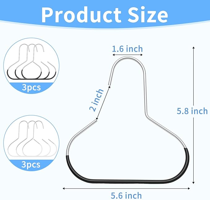 6 Packs Hat Hangers for Closet, Premium Hat Organizer for Baseball Caps, Cap Rack for Organizers and Storage, Space Saving Hangers Holder 50 Hats and Usable for Belt, Scarf, Tie, Bra, Purse