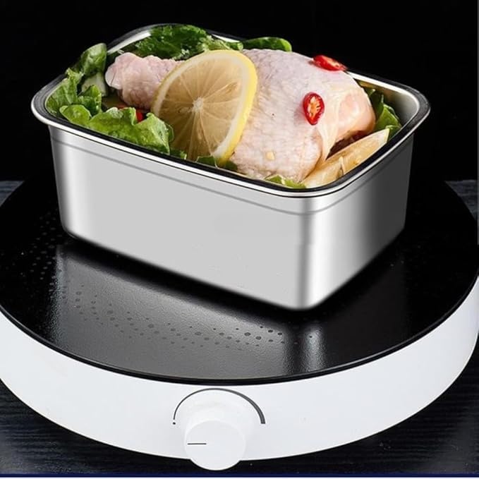 Fridge Storage Box 316 Stainless Steel Food Storage Containers | Food Grade, Leakproof Kitchen Organizer | Freshness Locking, Microwavable & Freezer Safe (1500ml Pack Of 04)