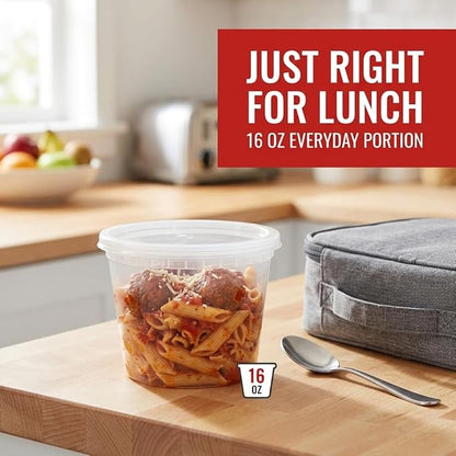 Mr Miracle 16 oz Clear Deli Containers with Lids. Pack of 12. Airtight Reusable Plastic Food and Multi-Purpose Containers. Microwave, Freezer and Dishwasher Safe
