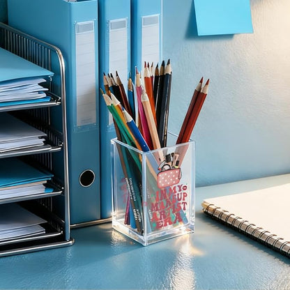 In My Makeup Artist Era Acrylic Cosmetic Holder, Funny Makeup Brush Holder Gifts for Cosmetologist Women Girls, Bathroom Vanity Storage for Make up Brushes, Vanity Desk Accessories