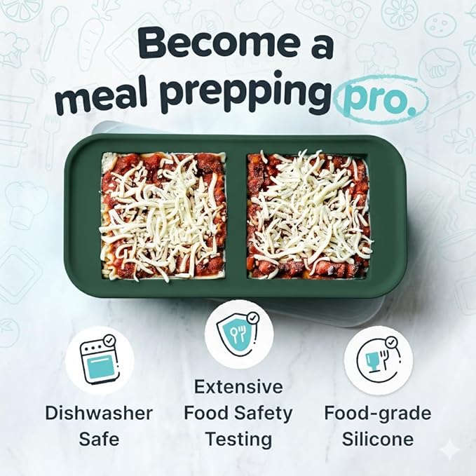 Souper Cubes 2 Cup Silicone Freezer Tray with Lids, Perfect for Storing Lasagna, Leftovers, Sauces, Portioned Meals and More, Silicone Soup Freezer Molds for Meal Prepping - Kale - 2-Pack