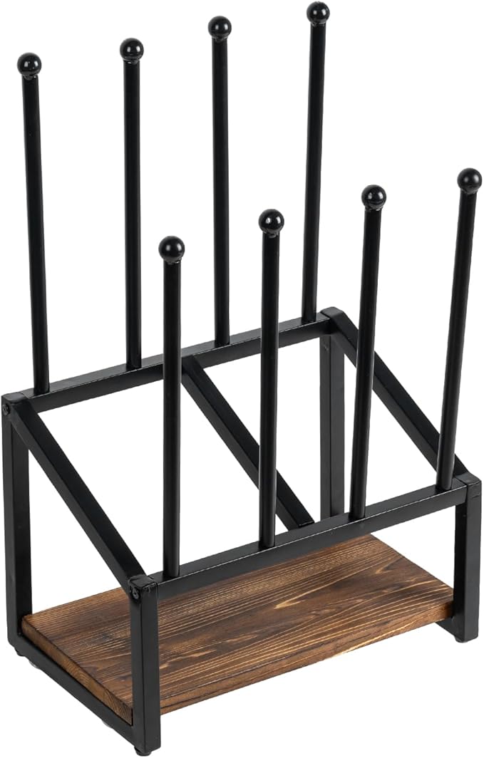 MyGift Industrial Metal & Burnt Wood 4-Pair Boot Rack with Shoe Shelf - Freestanding Rustic Entryway Organizer, Non-Slip Floor Protector for Mudroom/Garage/Closet