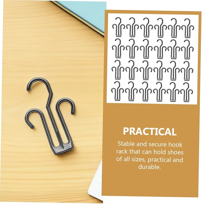 UKCOCO 24pcs Plastic Shoe Organizer Hooks Double Hanging Drying Rack for Household Shoes Space Saving Hanger Shelf with Design and Easy to Install Suitable for Indoor Storage
