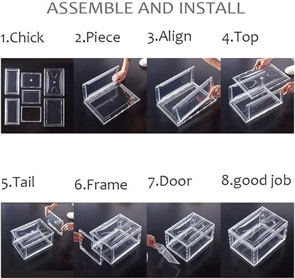 Magnetic Shoe Storage Boxes Stackable Front Open Acrylic Organizer Sneaker Display Case for Shoe or Collections Clear Closet Shelf (Clear)
