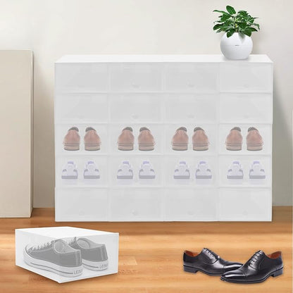 Large Clear Shoe Boxes Organizer Foldable Space-Saving Storage Bins Shoe Cabinet